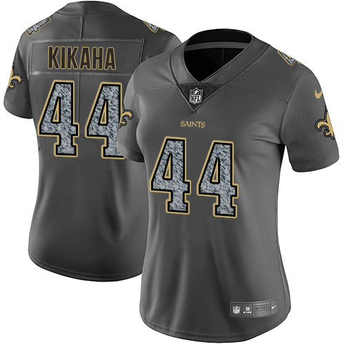 Nike Saints #44 Hau'oli Kikaha Gray Static Women's Stitched NFL Vapor Untouchable Limited Jersey